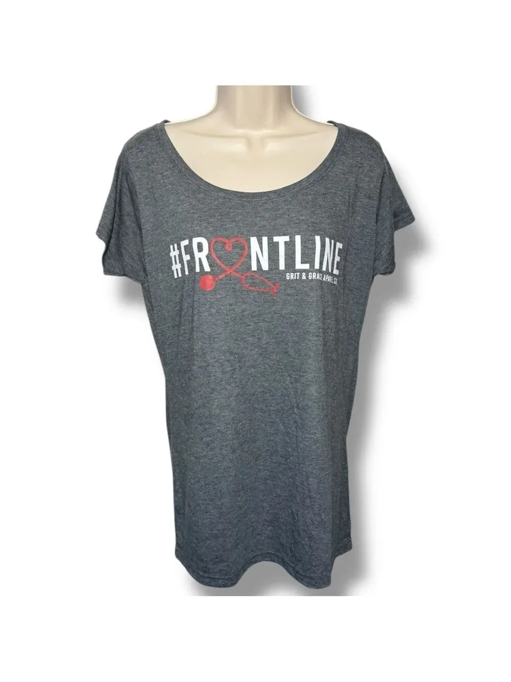 Grit & Grace Women’s Nurse Graphic Tee Gray Size XL